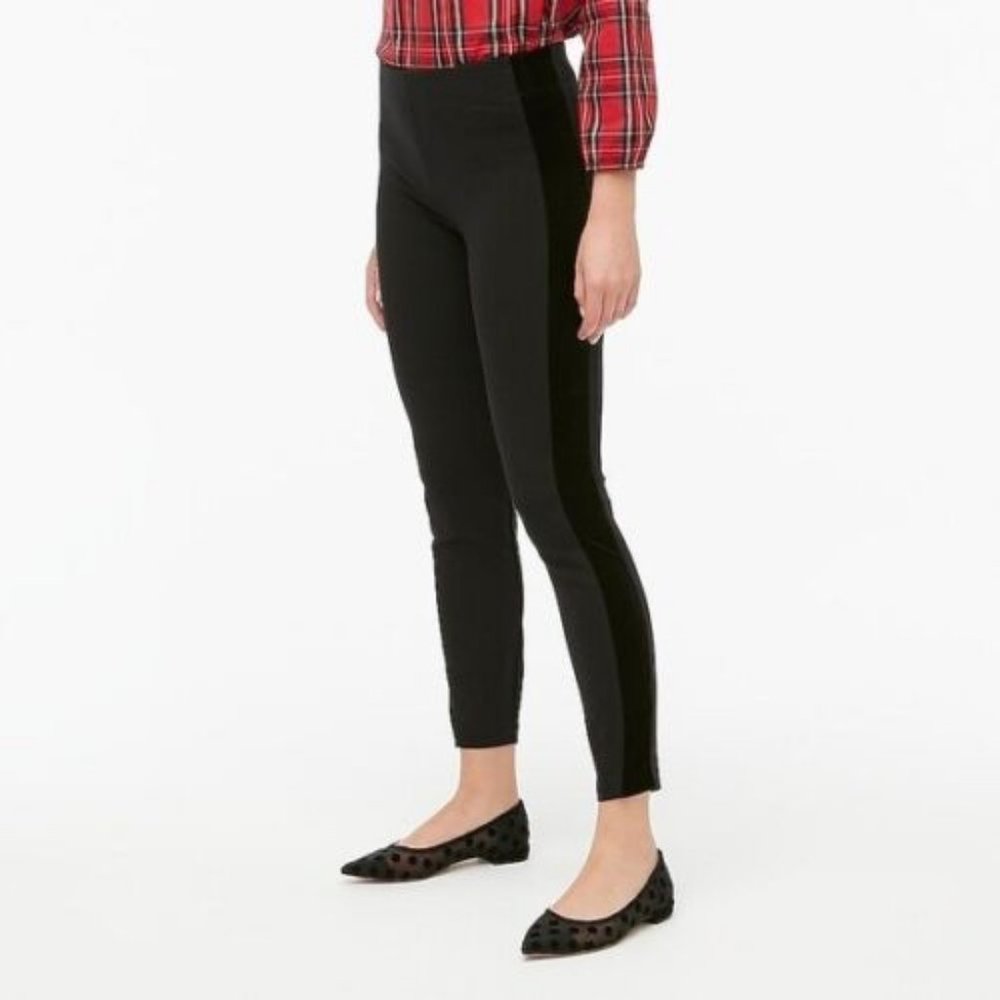 NWT J.Crew Factory Gigi pant with velvet tuxedo stripe, Size 4